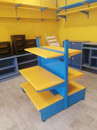 Estanteria metalica amarilla y azul