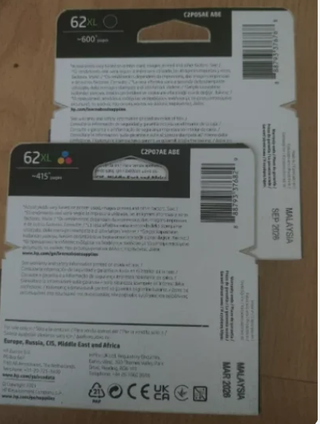 HP 62XL Negro + Color - ORIGINALES y NUEVOS