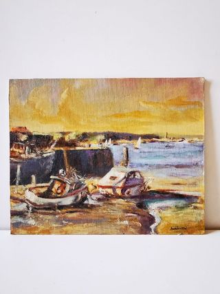 Cuadro al óleo: Barcos