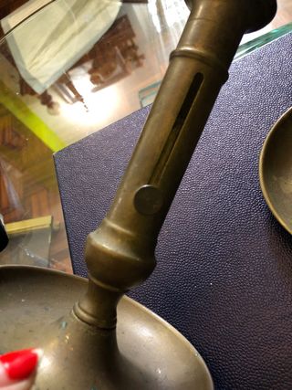 2 Candelabri Olio Bronzo - 20cm Antiquariato 1800