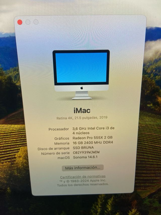 Apple iMac SSD 21.5" Retina 4K - 16GB 1TB Plata