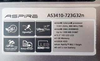 En funcionamiento Portátil Acer Aspire 3410 - gris
