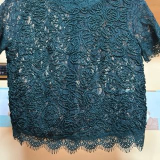 Top Zara encaje verde oscuro