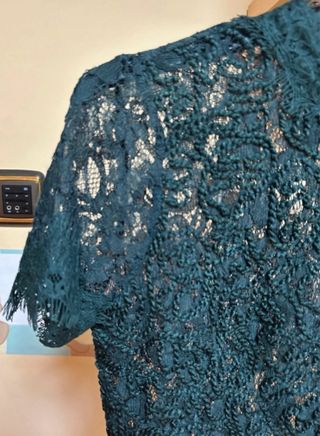 Top Zara encaje verde oscuro