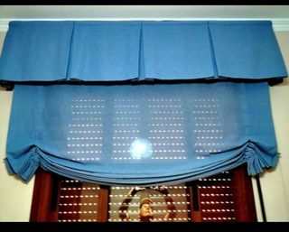 Cortinas estores azul y verde tipo paquete