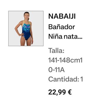 Bañador Nabaiji niña 10 años