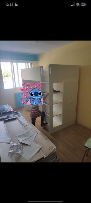 Cama alta con armario