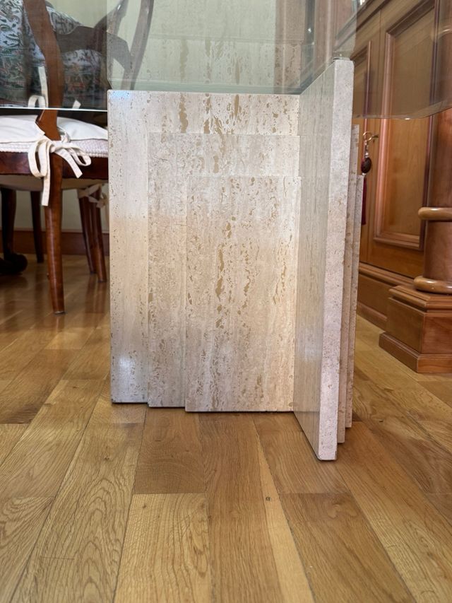 tavolo in vetro (1,7 cm) e marmo