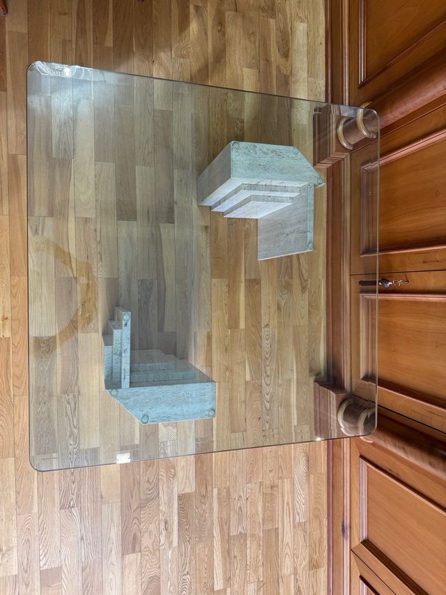 tavolo in vetro (1,7 cm) e marmo