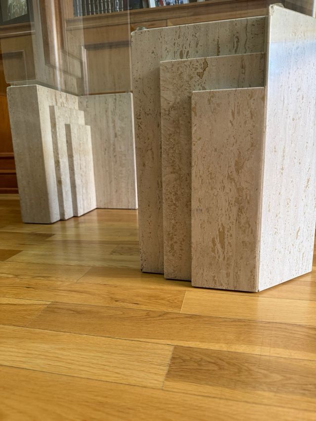 tavolo in vetro (1,7 cm) e marmo