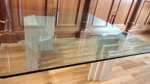 tavolo in vetro (1,7 cm) e marmo