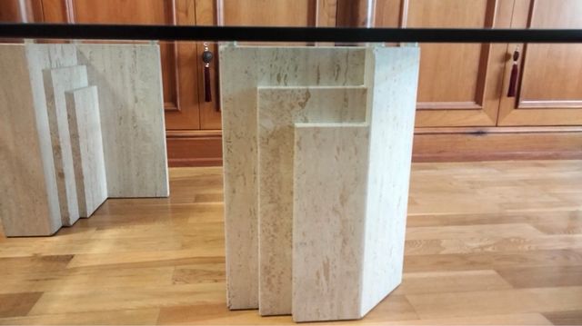 tavolo in vetro (1,7 cm) e marmo