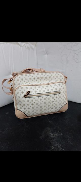 Borsa a tracolla beige/bianca