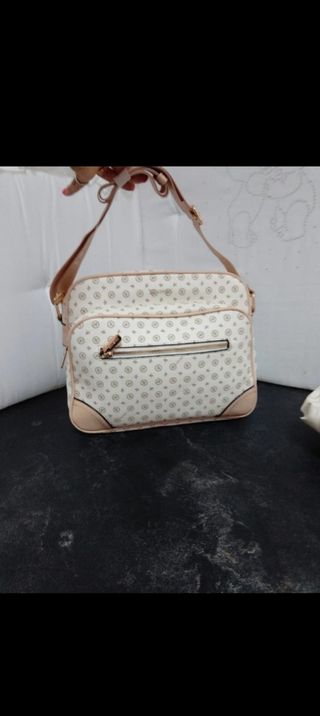 Borsa a tracolla beige/bianca