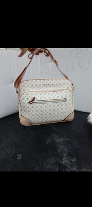 Borsa a tracolla beige/bianca