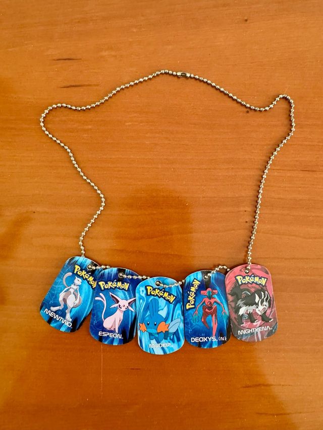5 Metal Tags Pokemon + Cadena