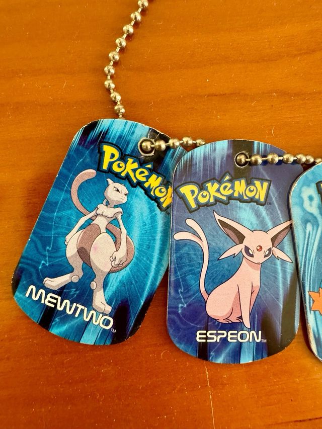 5 Metal Tags Pokemon + Cadena