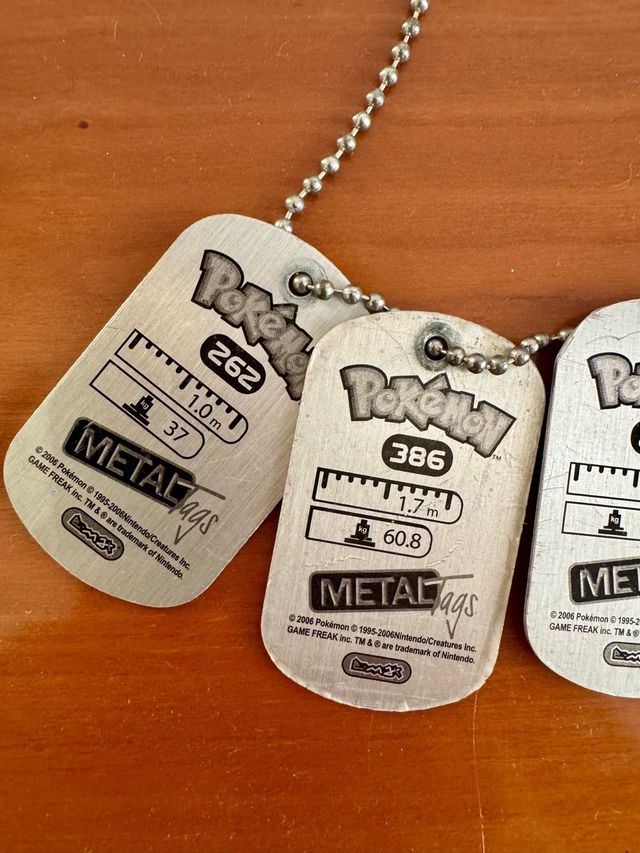 5 Metal Tags Pokemon + Cadena
