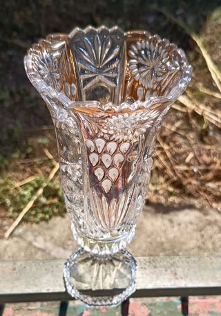 Lussuoso vaso-calice vintage in cristallo inciso 