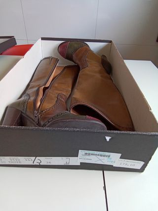 Botas Piel Marrón-Verde Mujer