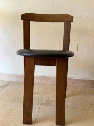 Sillas madera-cuero pareja dos sillas 