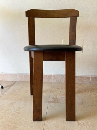 Sillas madera-cuero pareja dos sillas 