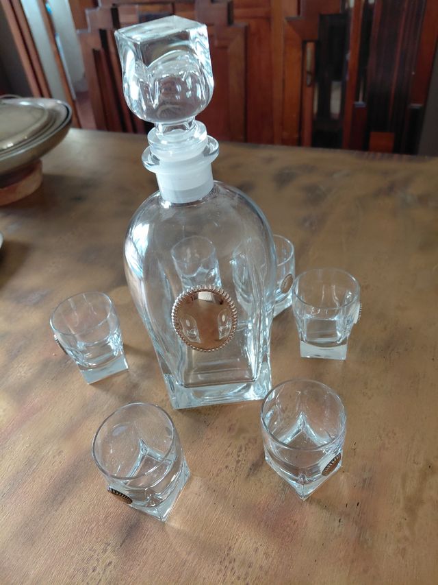 Set da liquore in cristallo e argento