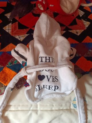 Albornoz perrito blanco talla m