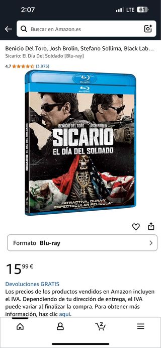 Sicario: El Día del Soldado Blu-ray