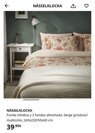 Funda nórdica+2 fundas almohada Nasselklocka Ikea 