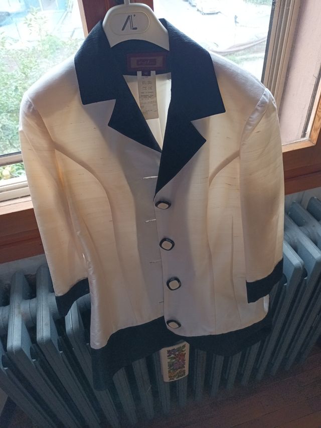 Vestito vintage Renato Nucci seta bianco e nero Tg