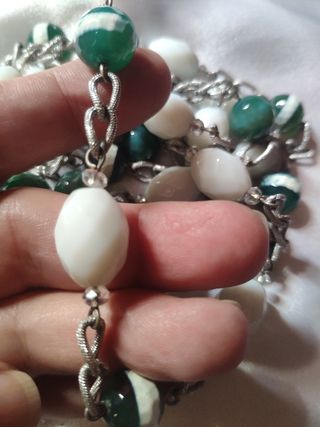 Collana agata verde & bianca