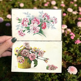 Cartoline antiche linguaggio fiori e foglie