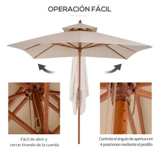 Sombrilla de Jardín 3x3x3 m con Doble Techo Beige