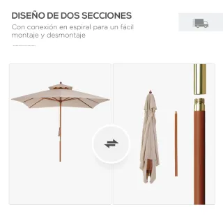 Sombrilla de Jardín 3x3x3 m con Doble Techo Beige