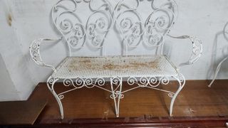 Banco jardín metal blanco