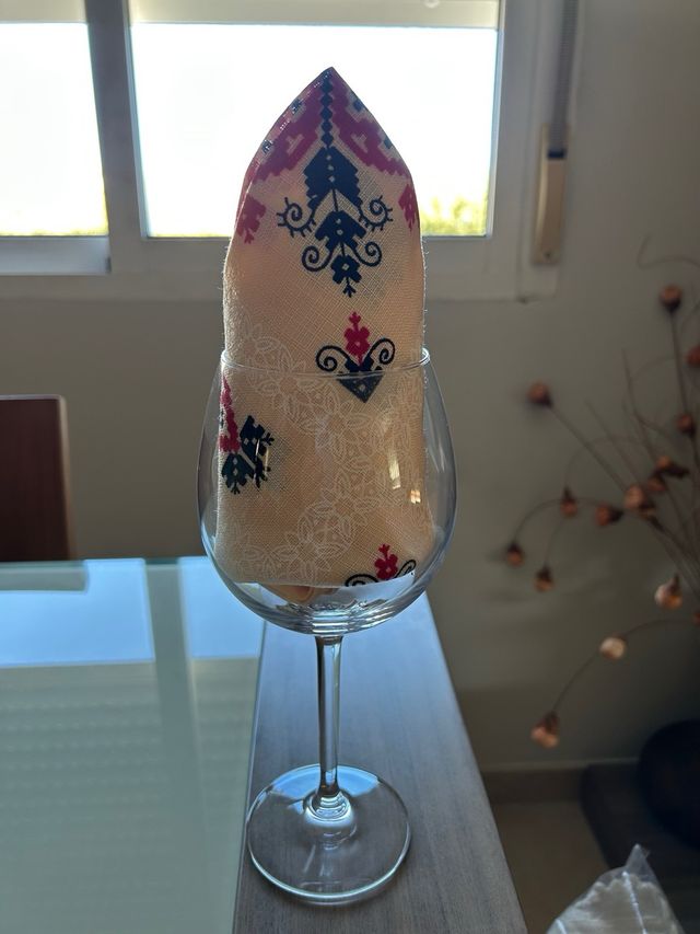 Juego servilletas lino - beige, rojo