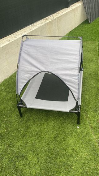 Cama-tienda perro gris