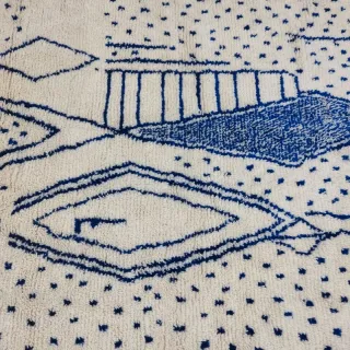 Tappeto berbero marocchino in pura lana blu