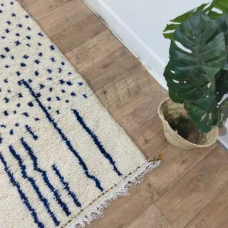 Tappeto berbero marocchino in pura lana blu