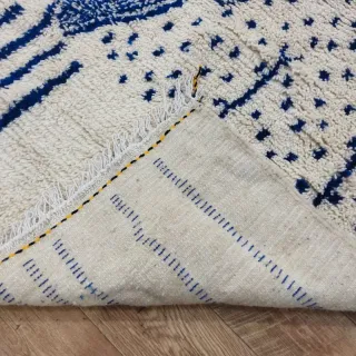 Tappeto berbero marocchino in pura lana blu