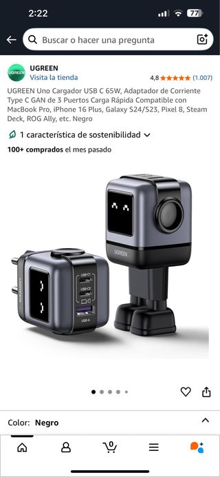 Cargador UGREEN 65W - 3 puertos