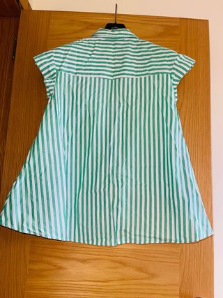 Blusa rayas verdes-blancas zara 