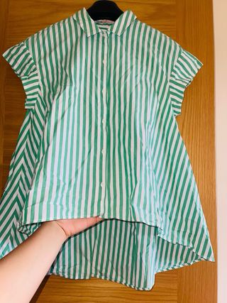 Blusa rayas verdes-blancas zara 