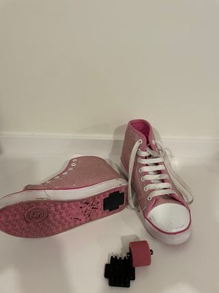 Botas Heelys rosa glitter