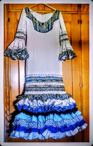 Traje gitana / flamenca Andrés Macías - Azul y bla