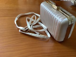 Bolso fiesta raso beige-dorado