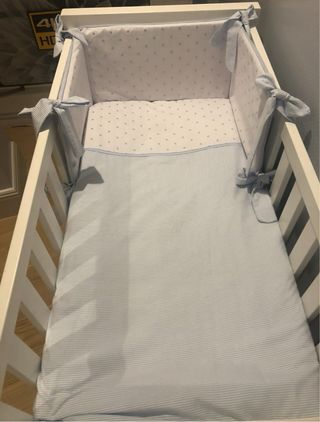 Cuna bebé 60cm blanco + colchón 