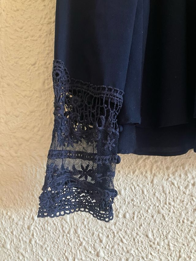 Blusa azul marino-mangas largas (talla M - mujer)