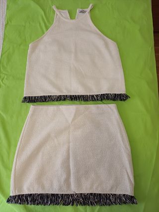Conjunto Zara blanco - top y falda